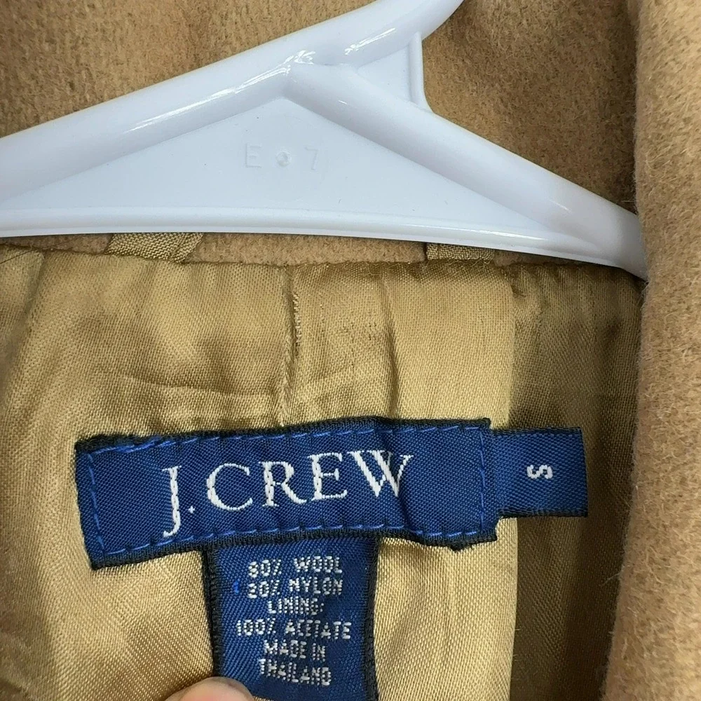 J Crew Pea Coat Womens S Tan Wool Blend Double Breasted Classic Outerwear - Picture 4 of 9